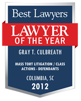 Lawyer of the Year Badge - 2012 - Mass Tort Litigation / Class Actions - Defendants