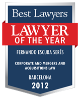 Lawyer of the Year Badge - 2012 - Corporate and Mergers and Acquisitions Law